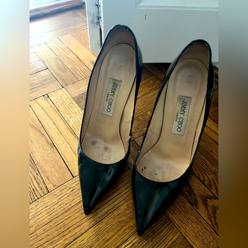 Jimmy Choo Anouk Black Patent Leather Pumps Size 8
